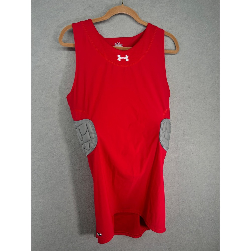 Under Armour MPZ Padded Compression Tank Top Red Mens XXL Rib Spine Guard